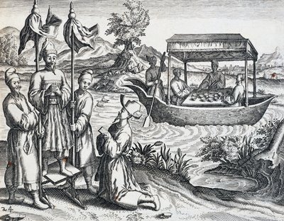 Dignitærenes gate, fra reise foretatt av Jan Huyghen van Linschoten (1563-1611) mellom 1583 og 1592, gravering fra India Orientalis av Theodor de Bry (1528-1598), Kina av Theodore de Bry