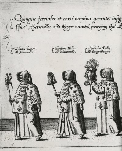 Herolder i begravelseskortesjen til Sir Philip Sidney på vei til St. Pauls Cathedral, 1587 av Theodore de Bry