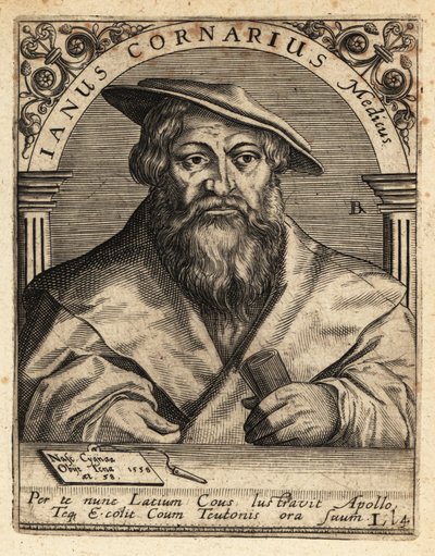 Janus Cornarius, saksisk humanist, c1500-1558. av Theodore de Bry