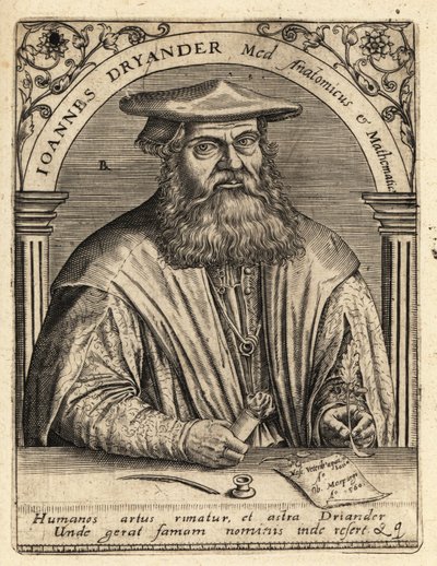 Johann Dryander, tysk anatom av Theodore de Bry