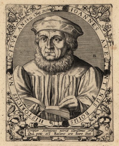 Johannes Aventinus, bayersk historiker. av Theodore de Bry