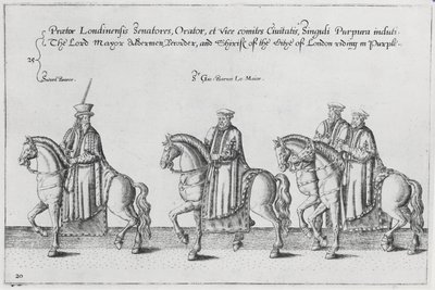 Lord Mayor og Aldermen i begravelsen til Sir Philip Sidney på vei til St. Pauls Cathedral, 1587 av Theodore de Bry