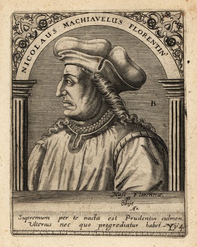 Machiavelli, italiensk diplomat. av Theodore de Bry