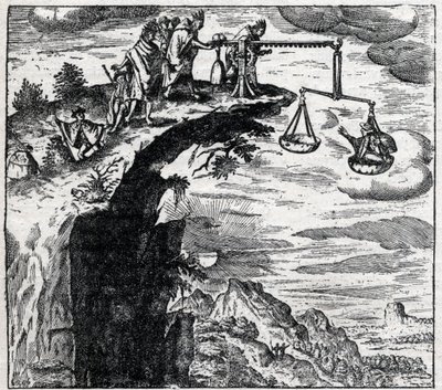 Metode for å presse en tilståelse fra en kriminell i Sør-Amerika på det tidspunktet spanjolene ankom; fra Theodore de Bry (1528-1598)s "" Reiser"" av Theodore de Bry