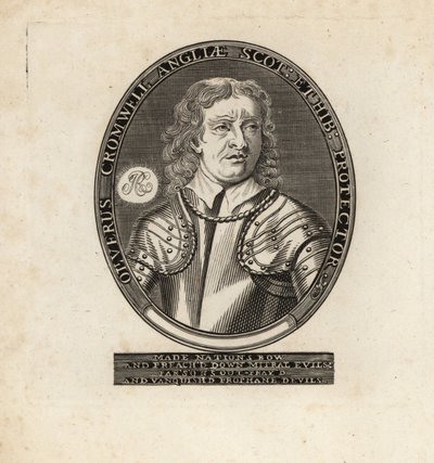 Ovalt portrett av Oliver Cromwell, Lord Protector. av Theodore de Bry