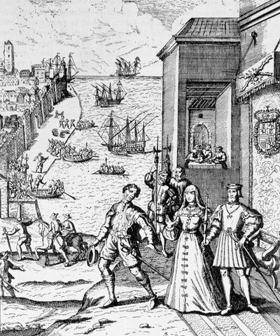 Avskjed av Columbus med Ferdinand og Isabella, fra 