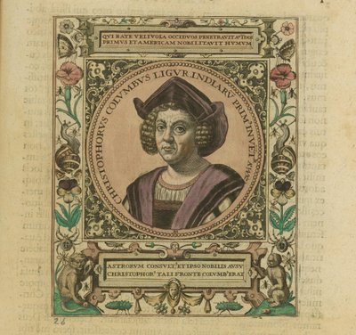Portrett av Christopher Columbus, 1595. av Theodore de Bry