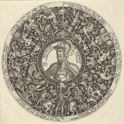 Portrett av hertugen av Alva, fra en serie med Tazza-design, ca. 1588. av Theodore de Bry