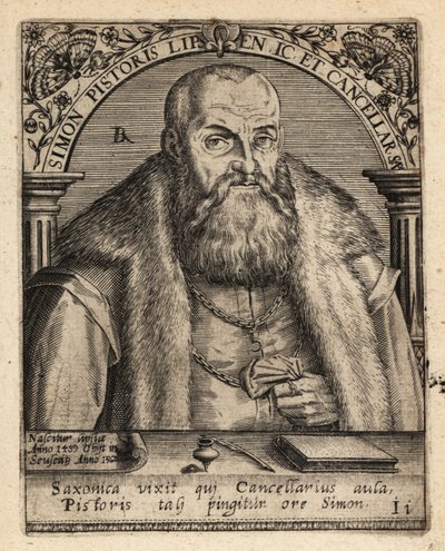 Simon Pistoris den yngre , tysk jurist. av Theodore de Bry