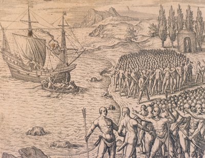 Portugisernes ankomst til Peru av Theodore de Bry