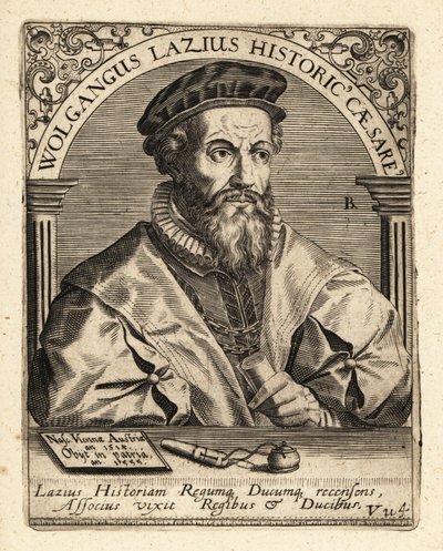 Wolfgang Laz , østerriksk kartograf og historiker. av Theodore de Bry