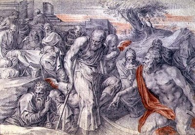 Charons båt (blyant og rødt kritt på papir) av Theodore van Thulden