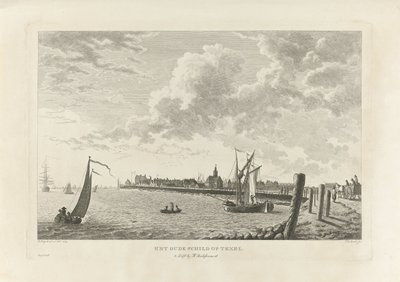 Utsikt over Oudeschild på Texel Det gamle skjoldet på Texel (tittel på objekt) av Theodorus de Roode