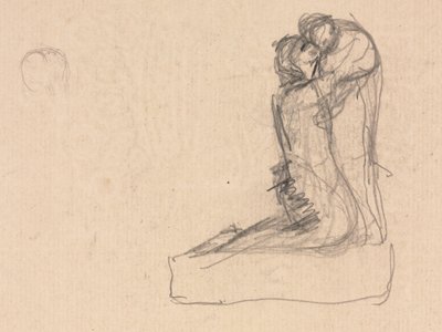 Skisse av to figurer som omfavner (verso) av Theodule Ribot