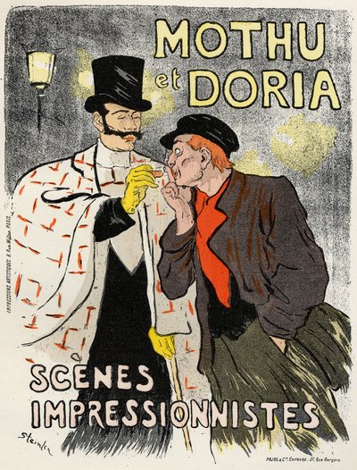Kunst. Underholdning. Sangerne Mothu og Doria. Plakat av Steinlen, Frankrike av Théophile Alexandre Steinlen