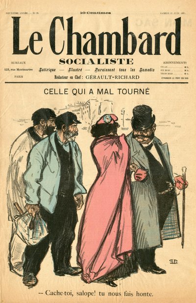 Omslag til ""Le Chambard Socialiste"", nummer 28, Satirical in Colors av Théophile Alexandre Steinlen