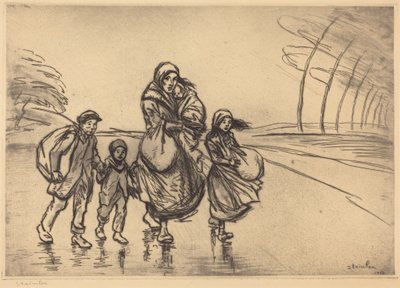 I regnet: mor og barn av Théophile Alexandre Steinlen