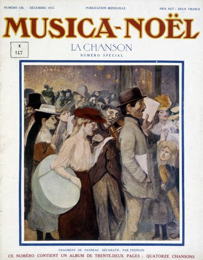 Magasinet “” musica Noel””, nummer spesialsang av desember 1913. Omslaget består av et fragment av dekorativt panel fra Steinlen. av Théophile Alexandre Steinlen