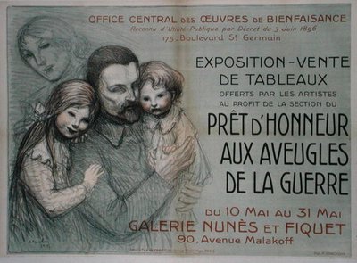 Plakat som reklamerer for et kunstsalg til fordel for blindede soldater av Théophile Alexandre Steinlen