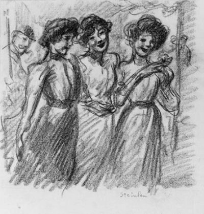 Tre jenter av Théophile Alexandre Steinlen