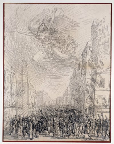 Seier eller Marseillaise Allegorie. Tegning av Theophile Alexandre Steinlen (1859-1923) 1915 Paris. B.N. av Théophile Alexandre Steinlen