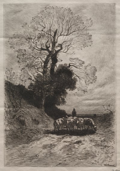 Retur av flokken, c. 1870. av Theophile Narcisse Chauvel
