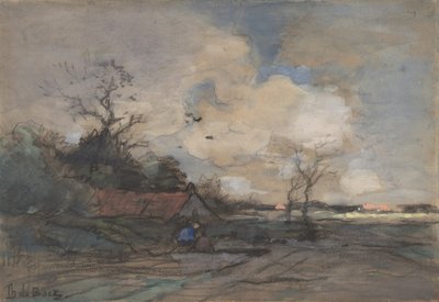 Landskap med hytte, n.d.. av Theophile de Bock