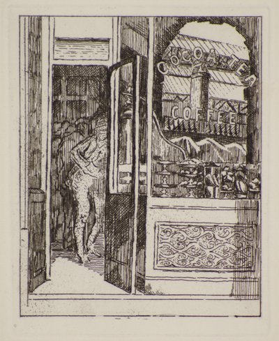 Kaffebar, 1900-tallet (etsing) av Therese Lessore