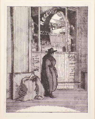 Pakkekontor, 1900-tallet (etsing) av Therese Lessore