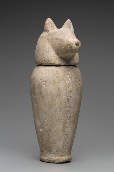 Baldakinkrukke med sjakalhode (kalkstein) av Third Intermediate Period Egyptian