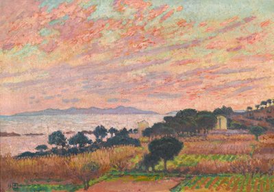 Bukten ved solnedgang Saint Clair, 1916. av Théo van Rysselberghe