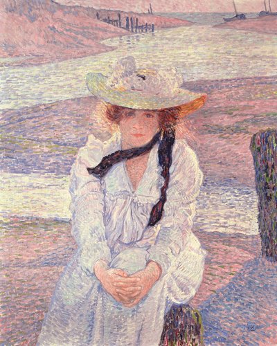 Ung kvinne ved bredden av elven Greve, 1901 av Théo van Rysselberghe