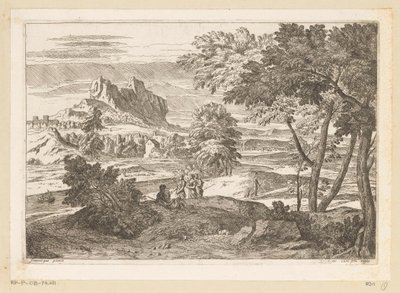 Arkadisk landskap med figurer og kaniner Suite de Paysages (serietittel) av Théodore