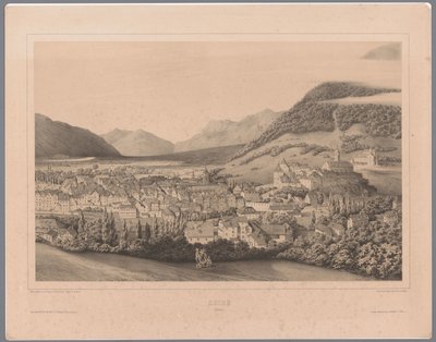 Utsikt over Chur i Graubünden Coire (Suisse) (tittel på objekt) av Théodore Achille Louis Dumoncel