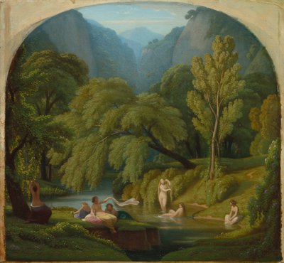 The Bathers, Suvenir of the Banks of the Anio River at Tivoli av Théodore Caruelle d