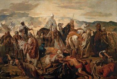 Arabiske ryttere som bærer bort sine døde av Théodore Chassériau
