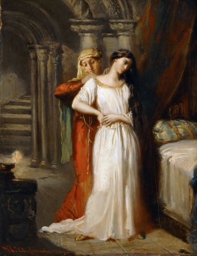 Desdemona trekker seg tilbake til sengen sin, 1849. av Théodore Chassériau