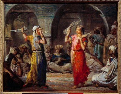 Orientalisme: "" Vevsdans: Marokkanske dansere"" Maleri av Theodore Chasseriau (1819-1856) 1800-tallet Søn. 0,32x0,4 m av Théodore Chassériau