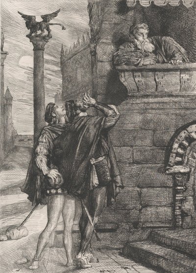 Vekk! hva ho! Brabantio! tyver! tyver!: plate 1 fra Othello Act 1, scene 1, 1844. av Théodore Chassériau