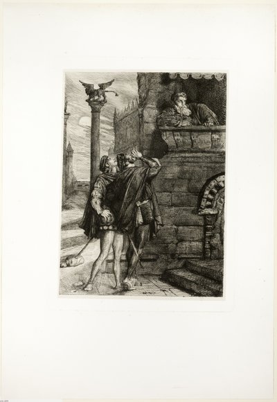 Vekk! hva ho! Brabantio! tyver! tyver!, tallerken en fra Othello av Théodore Chassériau