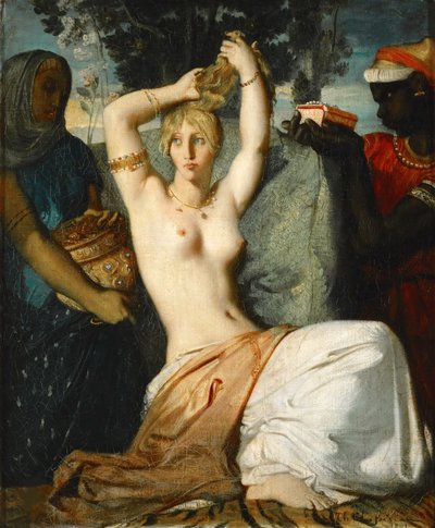 Ester Esthers toalett forbereder seg på å bli presentert for kong Ahasverus, 1841. av Théodore Chassériau
