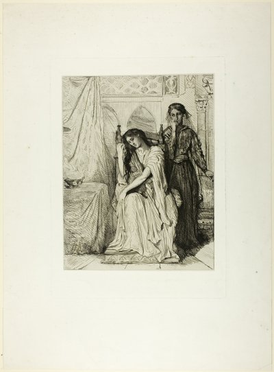 The Willow Song, plate ni fra Othello av Théodore Chassériau
