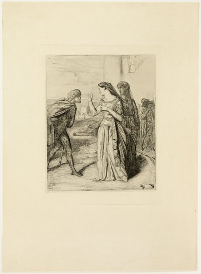 Vær derfor glad, Cassio, tallerken seks fra Othello av Théodore Chassériau