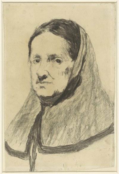 Studie av en gammel kvinne, sett til skuldrene, litt til venstre av Théodule Augustin Ribot