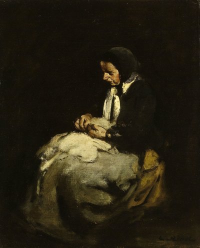 Kvinne som syr av Théodule Augustin Ribot