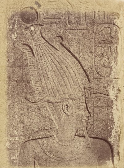 Nærbilde av en skulptur (profil av et hode), Karnak av Théodule Devéria