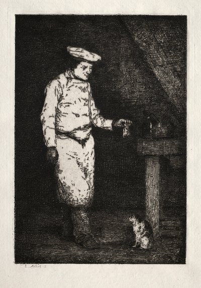 Kattens lunsj. av Auguste Theodule Ribot