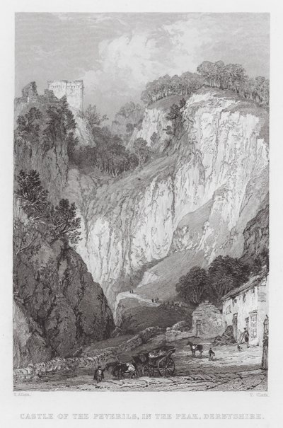 Castle of the Peverils, in the Peak, Derbyshire (gravering) av Thomas (after) Allom