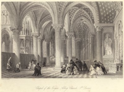 Chapel of the Virgin Abbey Church, St Denis (gravering) av Thomas (after) Allom