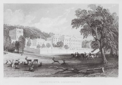 Chatsworth, Derbyshire (gravering) av Thomas (after) Allom